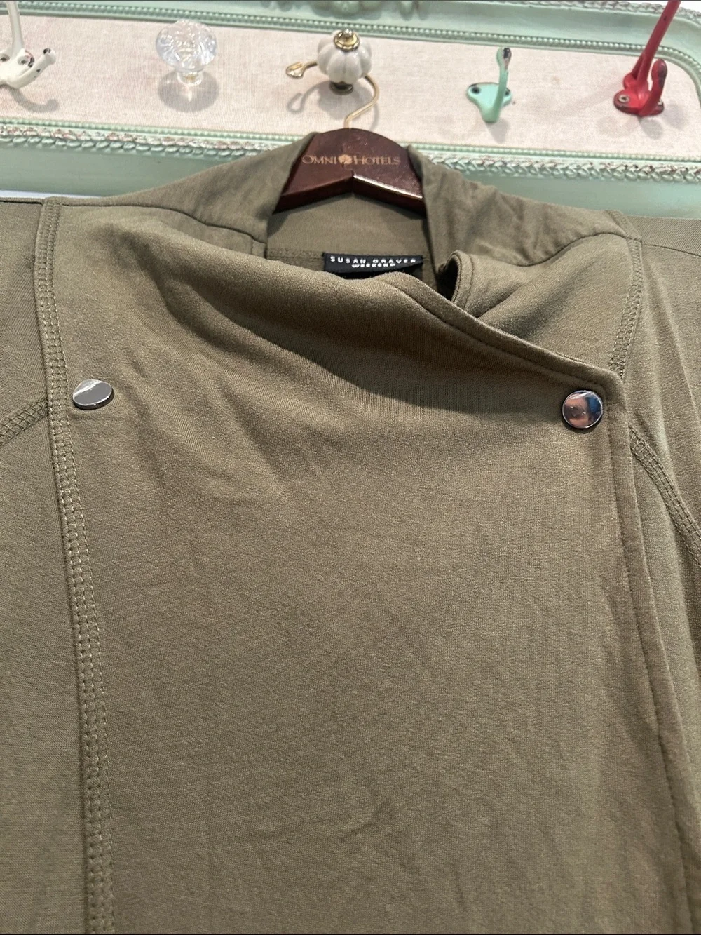 Susan Graver Olive Green Draped Open Cardigan Womens plus size 2X top